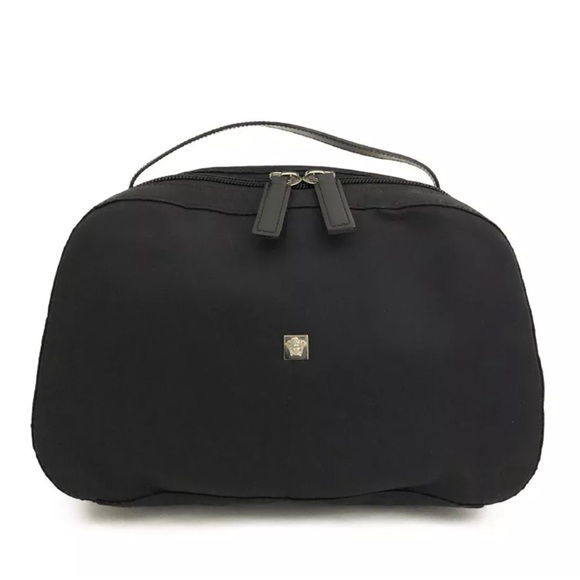 Versace Handbags - GIANNI VERSACE Medusa Nylon/leather Hand Bag Black